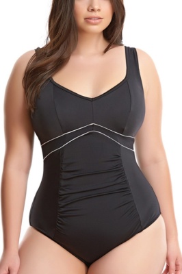 Elomi Essentials Firm Control Swimsuit - Black - Size 20