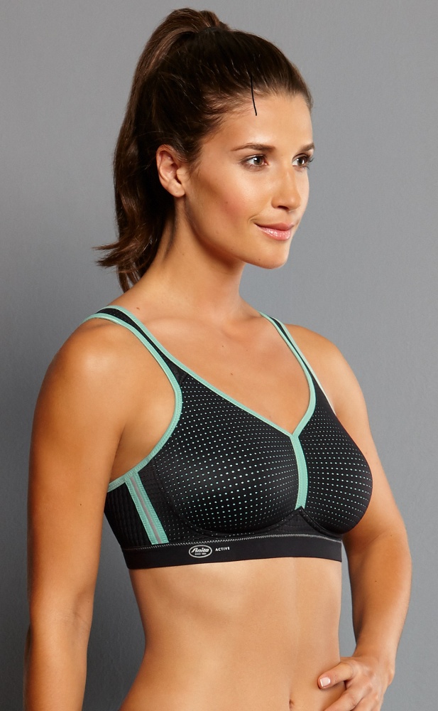 Anita Performance Sports Bra - Black/Pool Blue Available at The