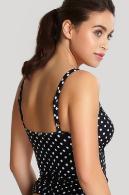 Panache Anya Spot Underwired Tankini Top - Black/White